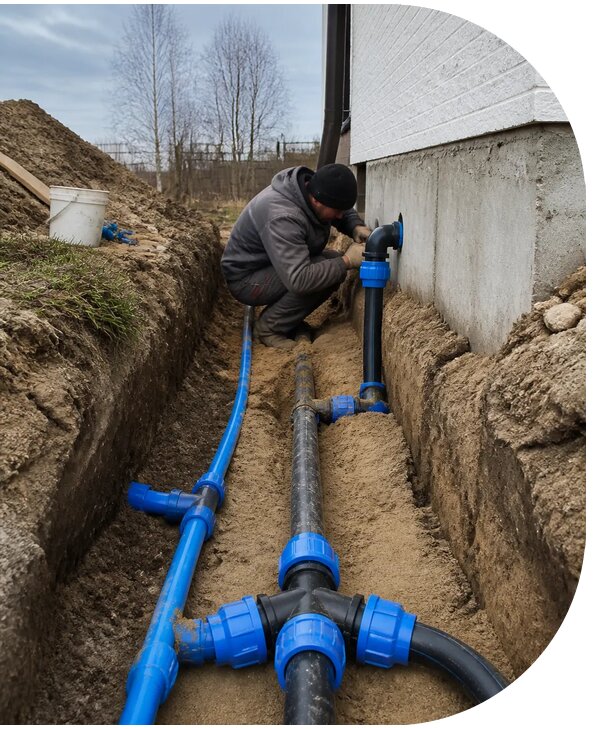 Монтаж наружного водопровода на участке под ключ в Твери